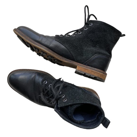 Bull Boxer Vantage 10 Leather Suede Black Biker Ankle Lace Up Boots Biker Core - Picture 2 of 15